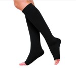 Чулки компрессионные кругловязаные, р. 1 ЧККВ ЦК до колена 1 класс компрессии с открытым мыском черные